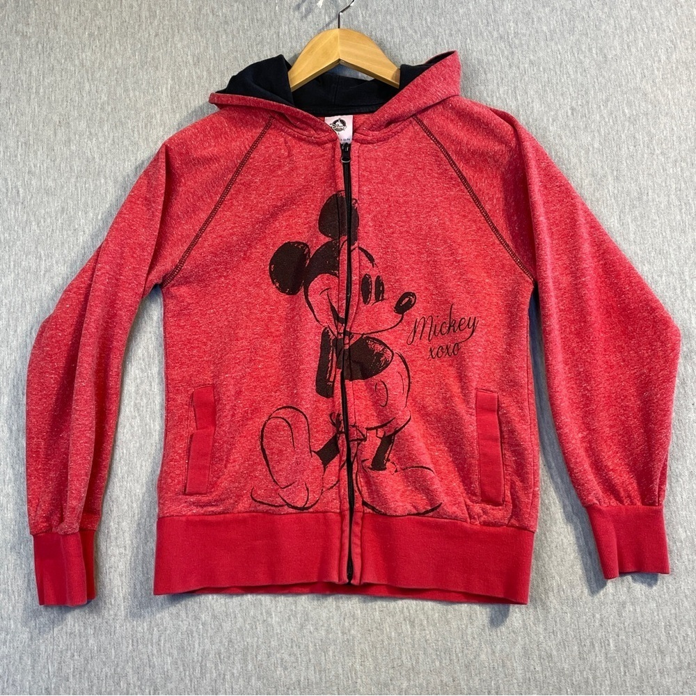 Mickey Mouse Disney Hoodie Women’s Small Red Black Fleece Lined